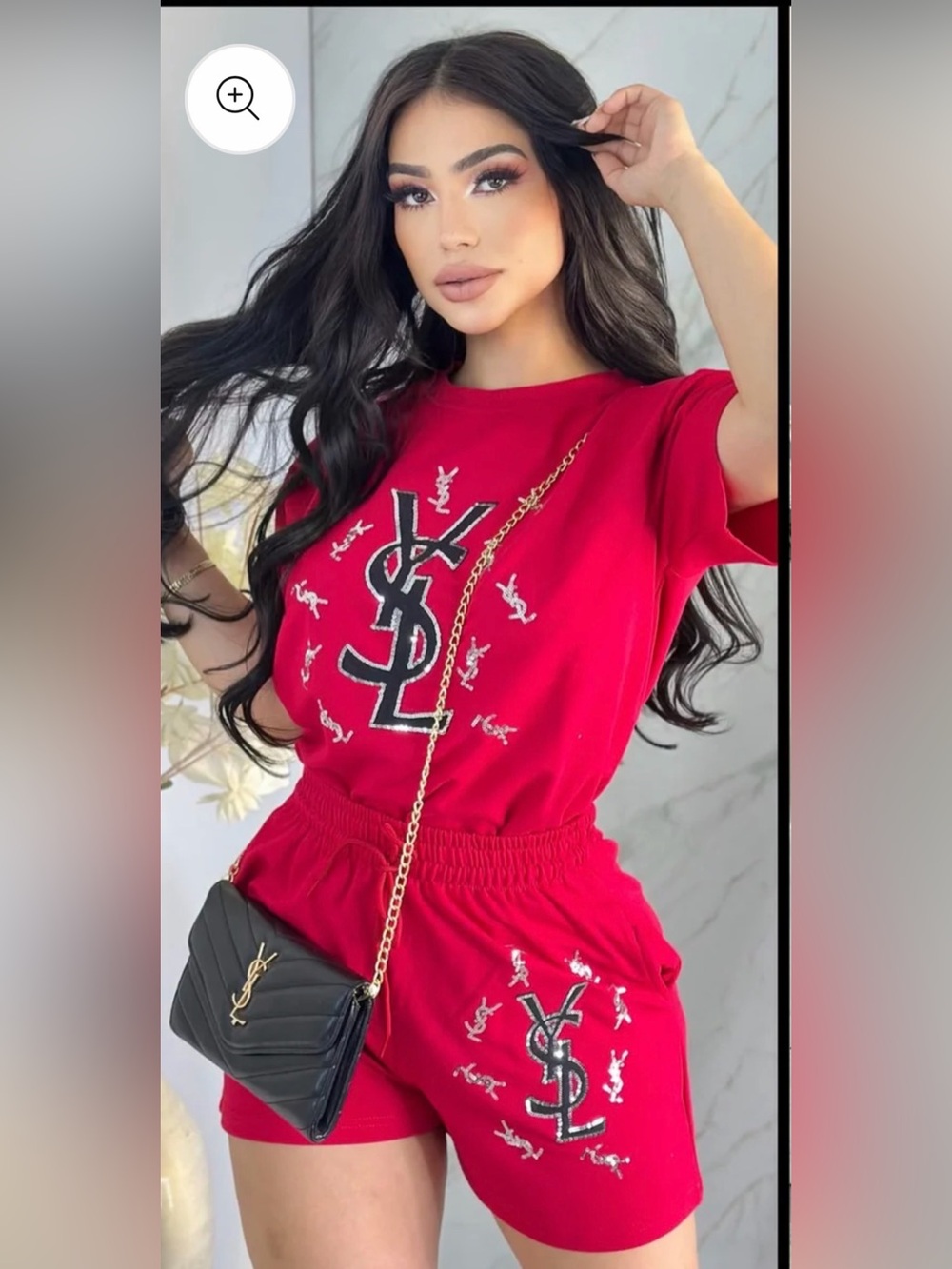 Red Logo Short Sleeve Top with Matching Shorts size S